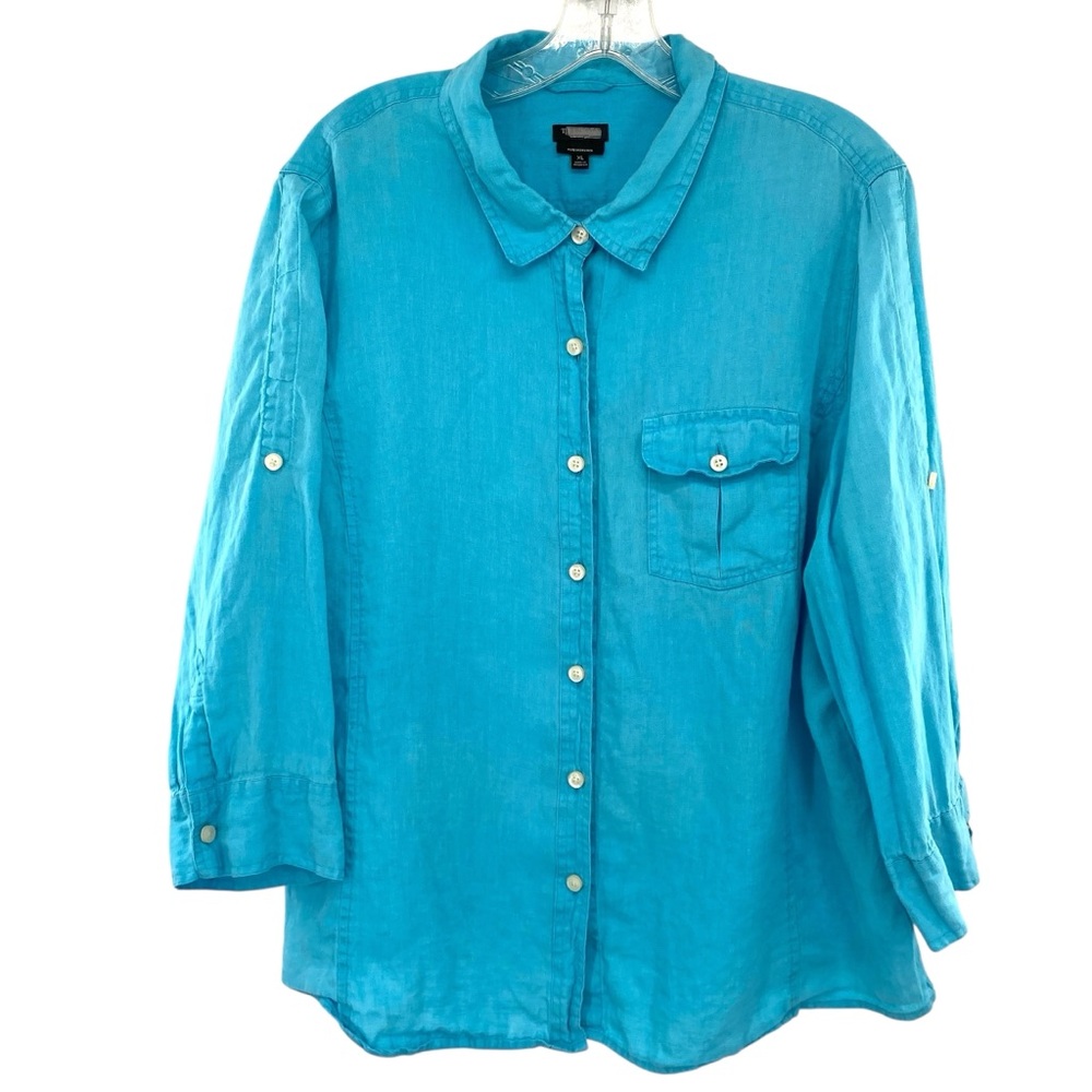 Talbots Pure Irish Linen Button Down Shirt XL